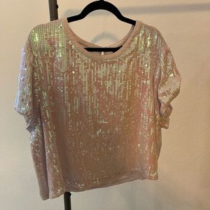 Torrid size 2 Sequin Cropped Top White Iridescent